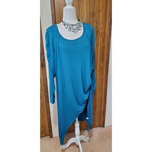 VENUS TUNIC BLUE LONG SLEEVE POLY-SPANDEX  SIZE 2X